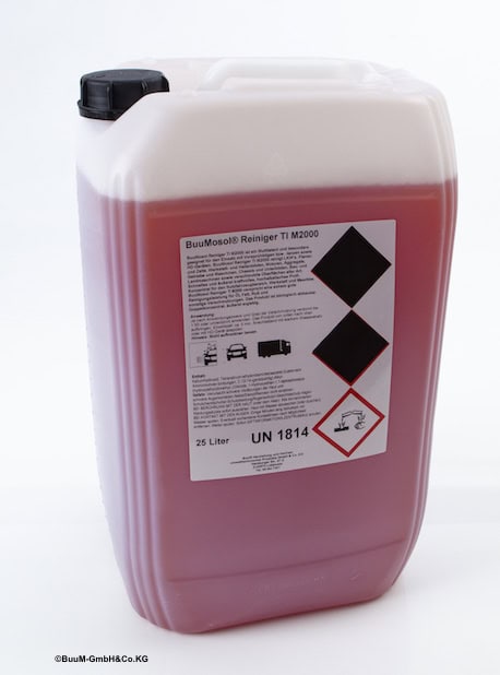 25-liter canister containing pink cleaning fluid