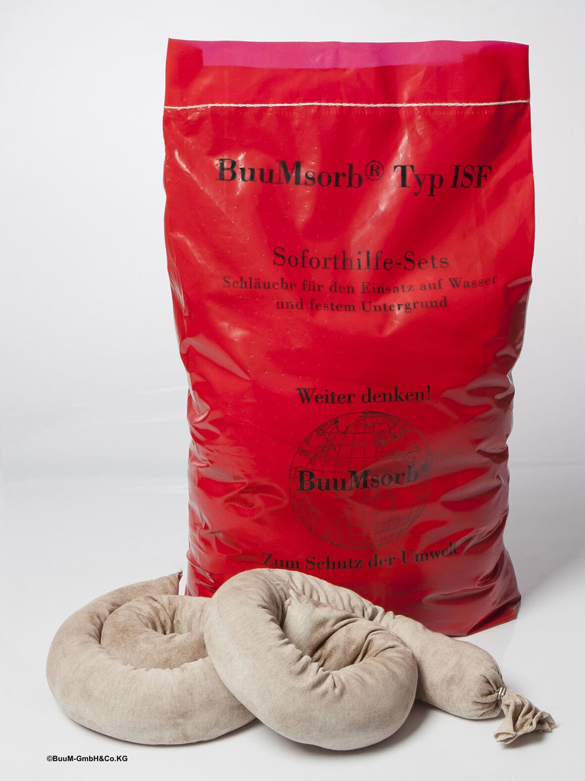 Roter BuuMsorb Beutel mit Absorberschlauch